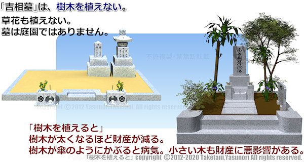 「吉相墓」は、樹木を植えない